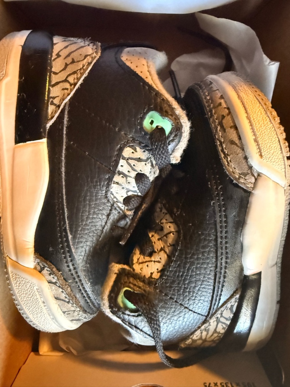 Jordan Kids Black and White High-Top Sneakers with Elephant Print